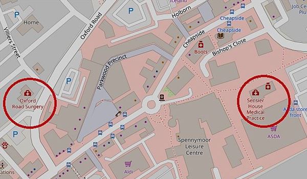 Image which shows the location of the Practice two premises